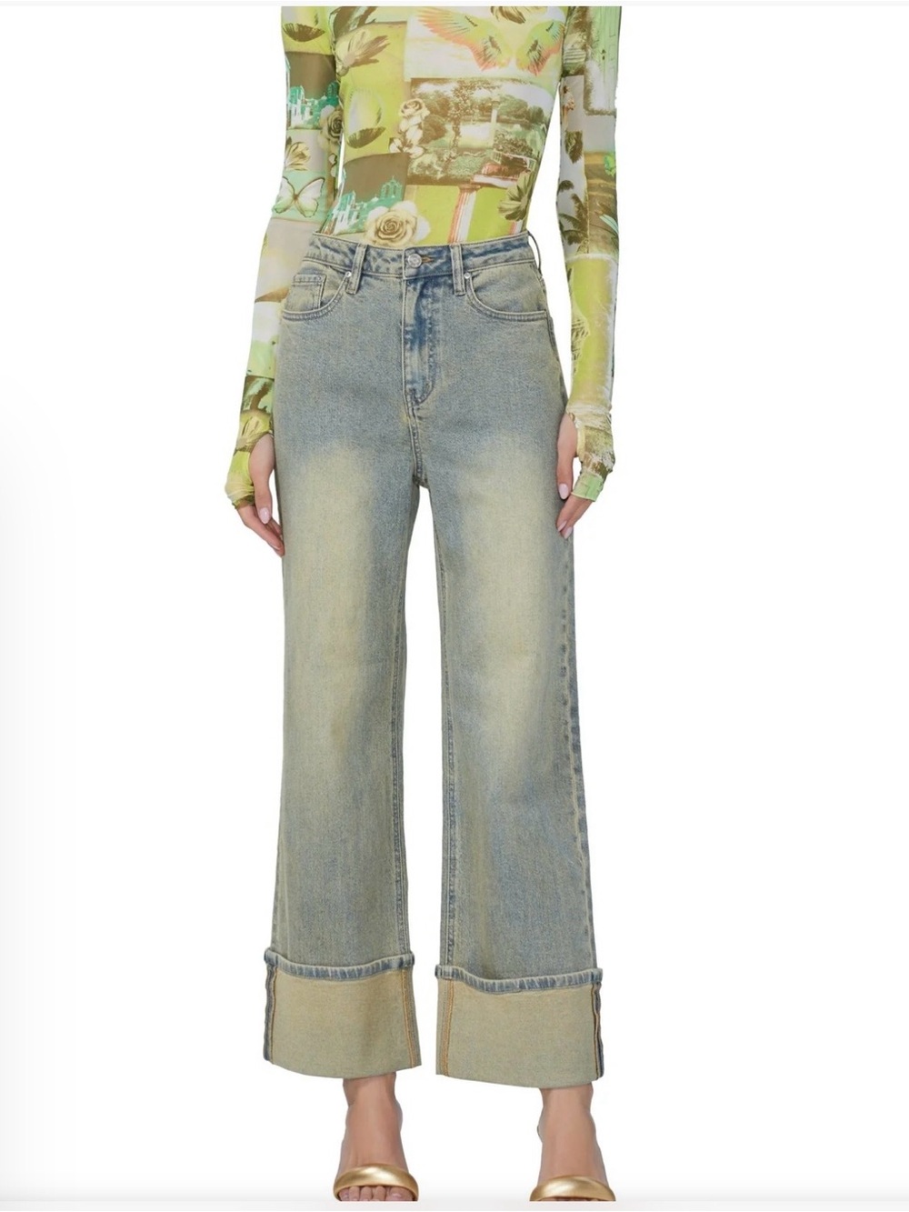 AFRM Cuffed Jeans - Mellow Tint Wash Size 29